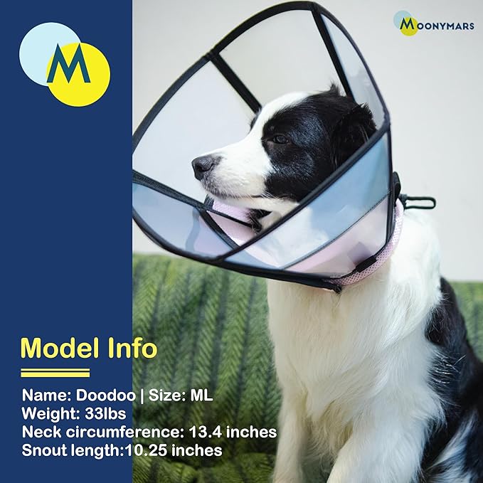 Soft Dog Cone Collar, Comfortable Pet Recovery Neck Collars After Surgery for Extra Large Dogs, Plastic Breathable Elizabethan Dog Head Circle Stop Licking, Adjustable Cones 37cm Long (XXL Black)
