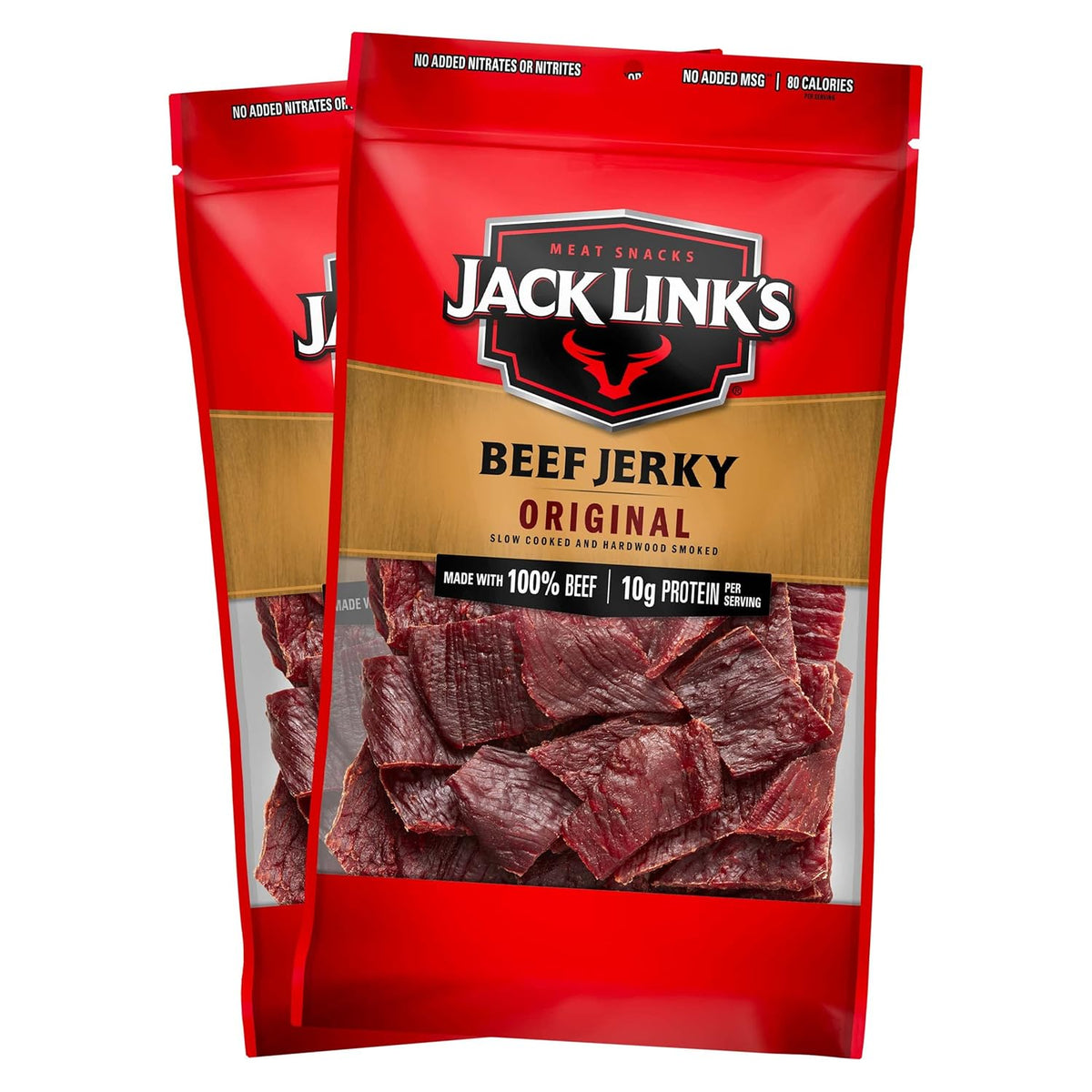 Jack Link's Beef Jerky, Sweet & Hot, Large Jerky Bags - Flavorful Meat Snacks, Ready to Eat Protein Snacks, 9g of Protein per Serving, Made with 100% Beef - 9 Oz. (Pack of 2)