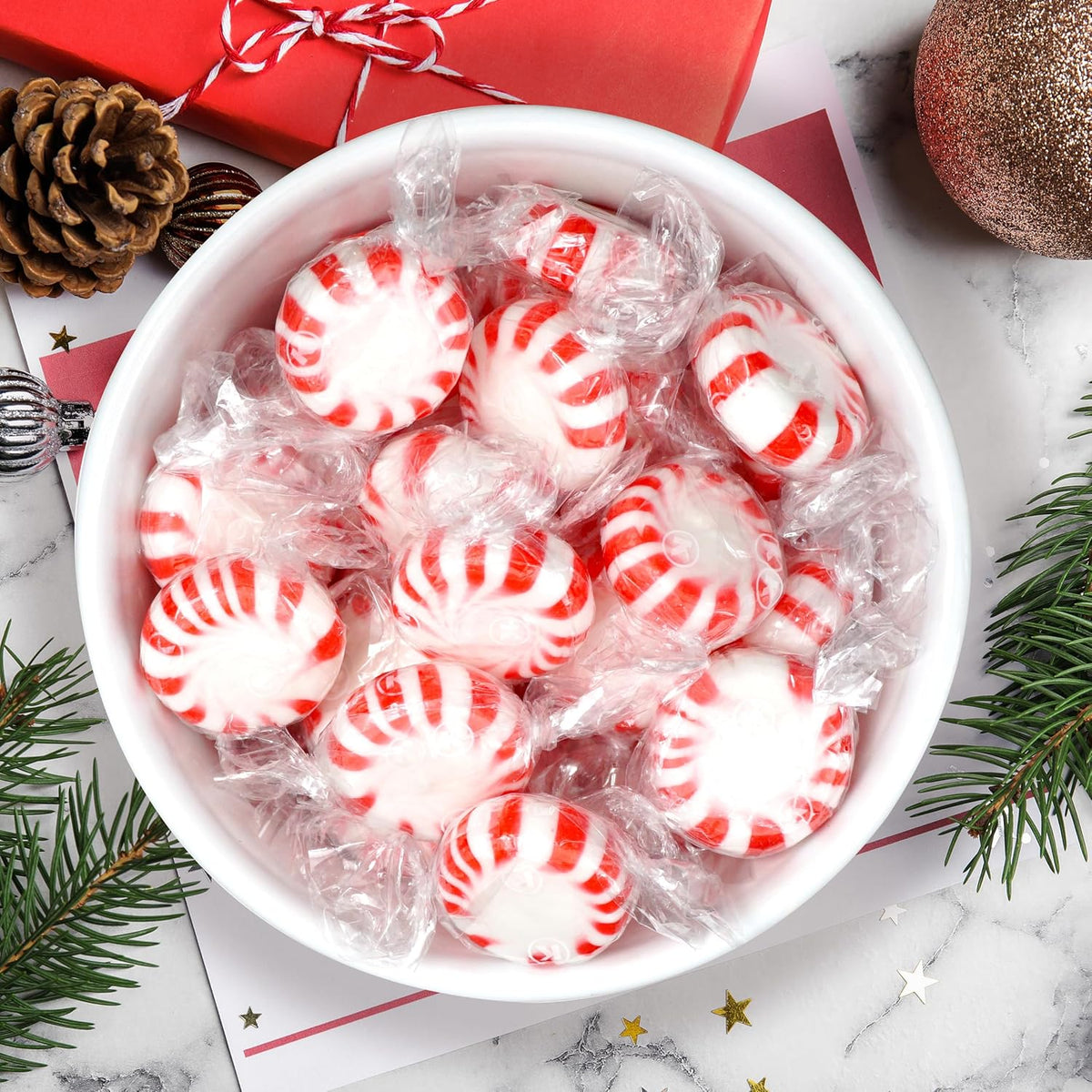 Starlight Peppermint Candy, 2 Pound Bulk Candy (Approx. 150 pcs.), Individually Wrapped Peppermint, Starlight Mints