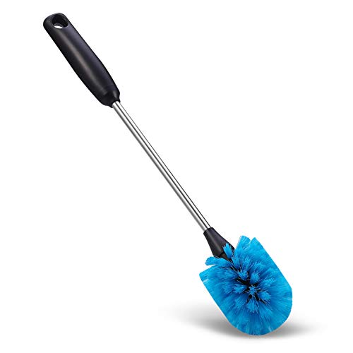 3-in-1 Stainless Steel Bottle Brush and Straw Cleaning Set, Long Handle Scrub Brush with Replaceable Head for Water Bottles, Glasswares, Mugs, Flasks, Tumblers, Vases, Round Head