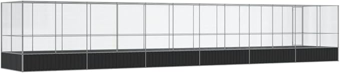 Large Bird Aviary with Extension, Outdoor Galvanized Steel Bird Cage, Galvanized Steel Outdoor Bird Aviary, Mesh Fence Bird House for Small Animals, 490.6"x81.5"x83.5"