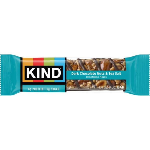 KIND Dark Chocolate Nuts and Sea Salt 12-count snack bars, gluten free, low sugar, 6g protein