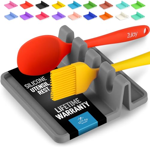 Zulay Kitchen Spoon Rest for Multiple Utensils High Heat-Resistant Silicone Drip Pad, BPA-Free Spoon Holder for Stove Top, Kitchen Gadget Holder for Ladles, Tongs, Cooking Spatula - Makes Great Gift