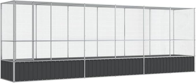 Large Bird Aviary with Extension, Outdoor Galvanized Steel Bird Cage, Galvanized Steel Outdoor Bird Aviary, Mesh Fence Bird House for Small Animals, 246.7"x42.1"x83.5"