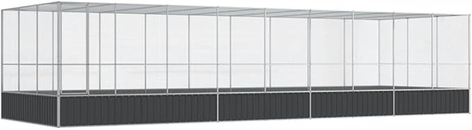 Large Bird Aviary with Extension, Outdoor Galvanized Steel Bird Cage, Galvanized Steel Outdoor Bird Aviary, Mesh Fence Bird House for Small Animals, 366.9"x120.9"x83.5"