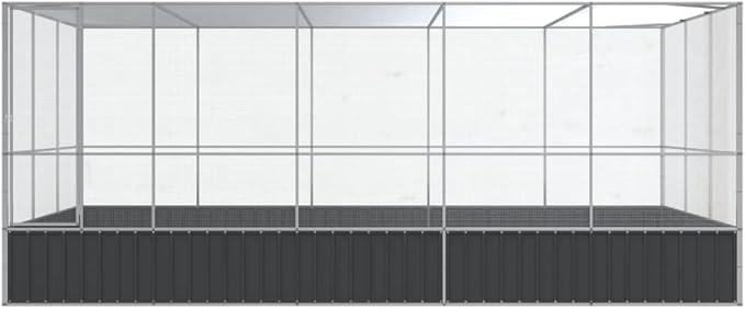 Large Metal Heavy Duty Walk-in Aviary Cage with Extension, Ample Activity Space Bird Cage with Lockable Door Also for Chickens and Rabbits, Silver 203.9"x120.9"x83.5" Steel,-417