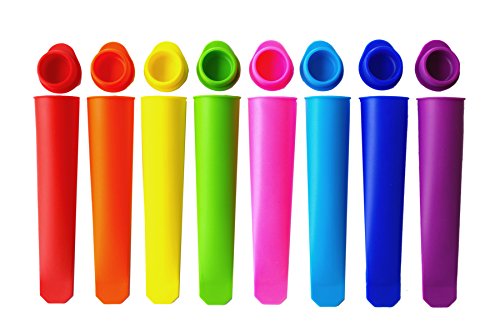 Silicone Ice Pop Molds,Popsicle Maker Molds,8 Vibrant Colors,Set of 8