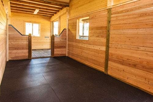 American Floor Mats - Horse/Stable Mats - Heavy Duty Stall Mats - Thick, Durable Rubber Flooring Solid Black 3/4" Thick - 4' x 6' Mat