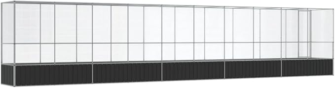 Large Metal Heavy Duty Walk-in Aviary Cage with Extension, Ample Activity Space Bird Cage with Lockable Door Also for Chickens and Rabbits, Silver 410.4"x42.1"x83.5" Steel,-410