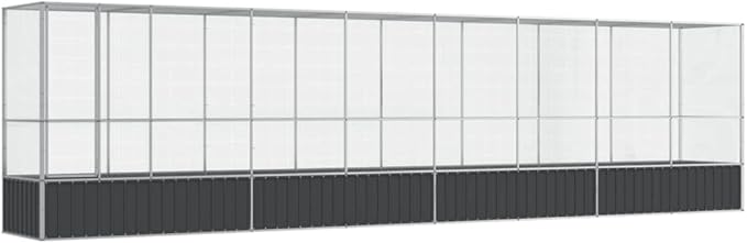 Steel Aviary with Extension, Large Bird Cage with Lockable Door, Aviary Spacious and Versatile Cage Ideal for Parakeets, Parrots, Lovebirds, Cockatiels, Pigeons, 328.5"x42.1"x83.5",-278