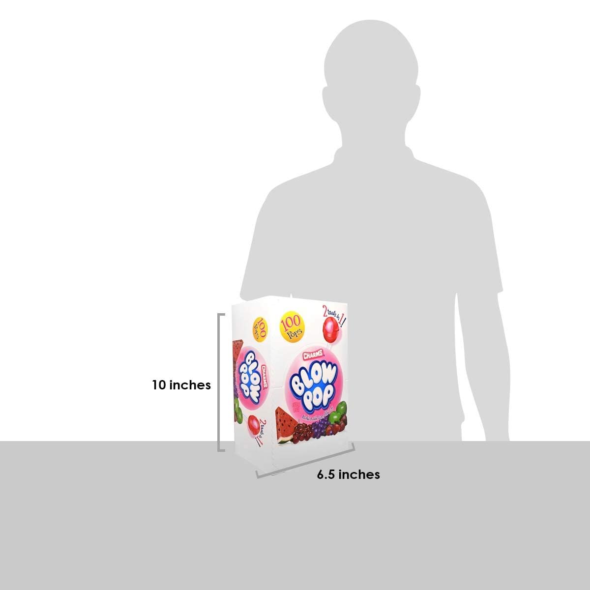 Charms Blow Pop 100-Count Assorted Flavors Individually Wrapped Dual Candy and Gum Suckers, Peanut Free, Gluten Free, Kosher, Bulk Treat for Kids and Adults