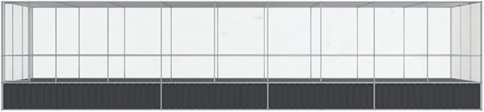 Large Metal Heavy Duty Walk-in Aviary Cage with Extension, Ample Activity Space Bird Cage with Lockable Door Also for Chickens and Rabbits, Silver 366.9"x120.9"x83.5" Steel,-526