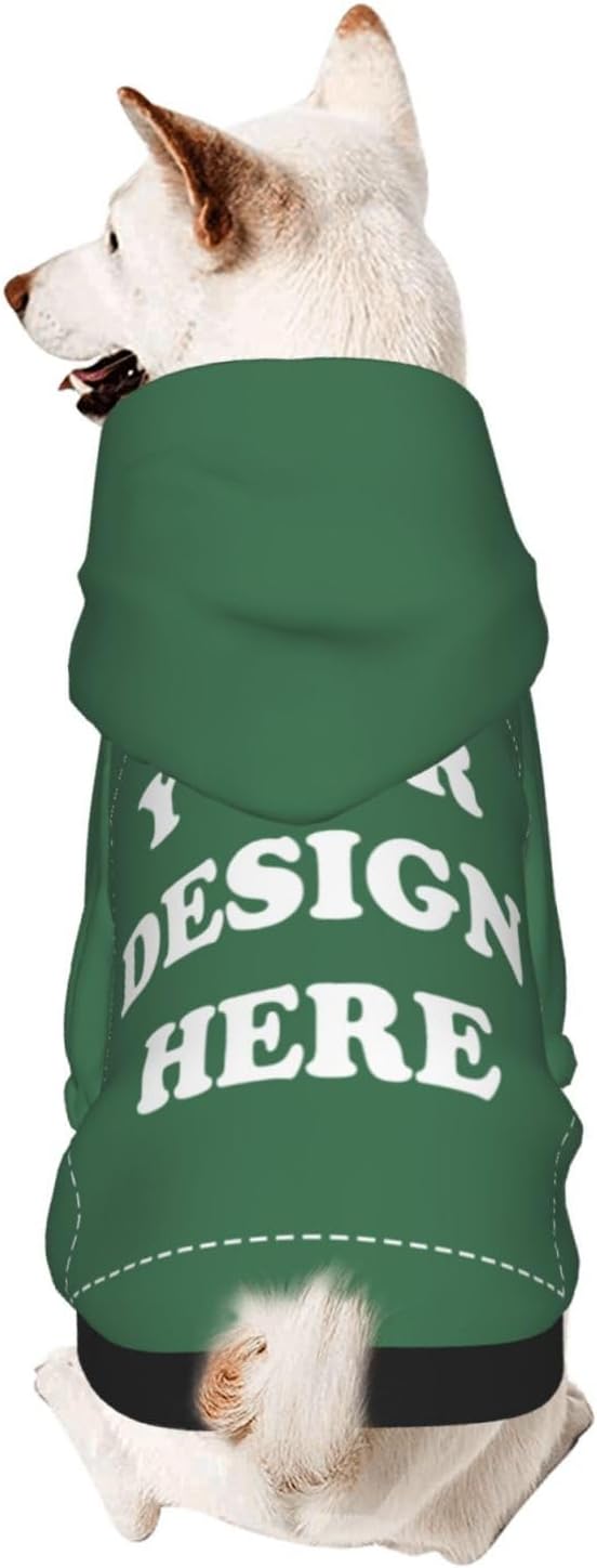 Personalized Dog Hoodie, Custom Dog Costumes for Small Dogs, Holiday Happy Dog Clothes Football Pet Shirt Sweater with Name Number for Girl/Boy Cats/Kitten, Green, XL