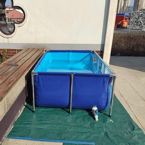 Flexible PVC Canvas Fish Breeding Tank with Steel Frame, 50x40x30cm Aquatic Pet Pool, Clear Viewing Window, Easy Assembly, Ideal for Backyard Pond and Fish Care