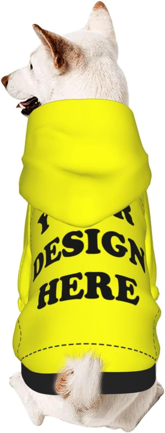 Personalized Chihuahua Dog Hoodie, Custom Pet Warm Sweatshirt Costume with Name Number Photo, Customize ID Clothes for Pupppy Kitten Dogs Cats, Yellow, S