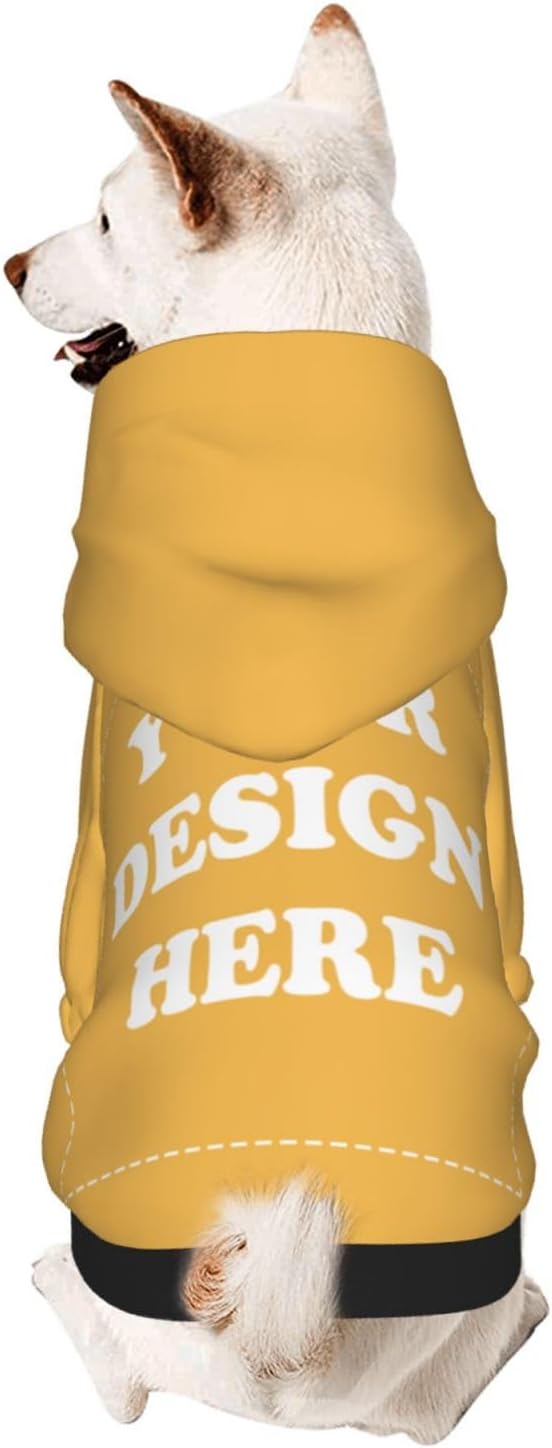 Dog Costume, Custom Dog Hoodie, Dog Name Costume Holiday Pet Pajamas Outfit, Personalized Pet Coat Costumes for Small Medium Large Dogs and Cats for Winter, Gold, L