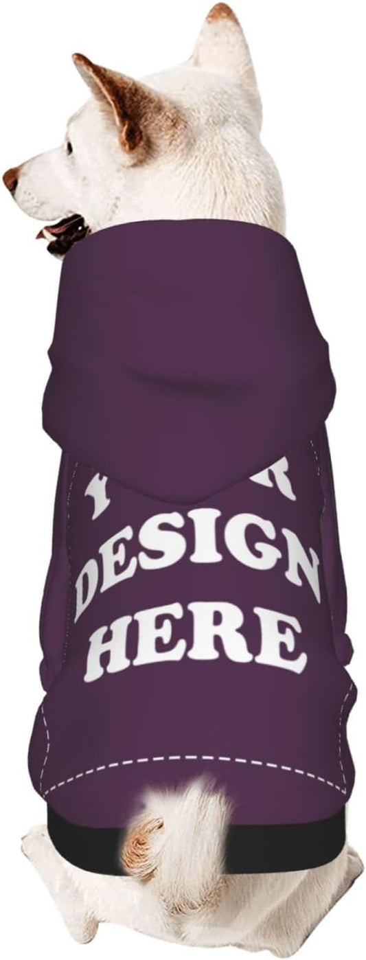 Personalized Chihuahua Dog Hoodie, Custom Pet Warm Sweatshirt Costume with Name Number Photo, Customize ID Clothes for Pupppy Kitten Dogs Cats, PlumPurple, XL