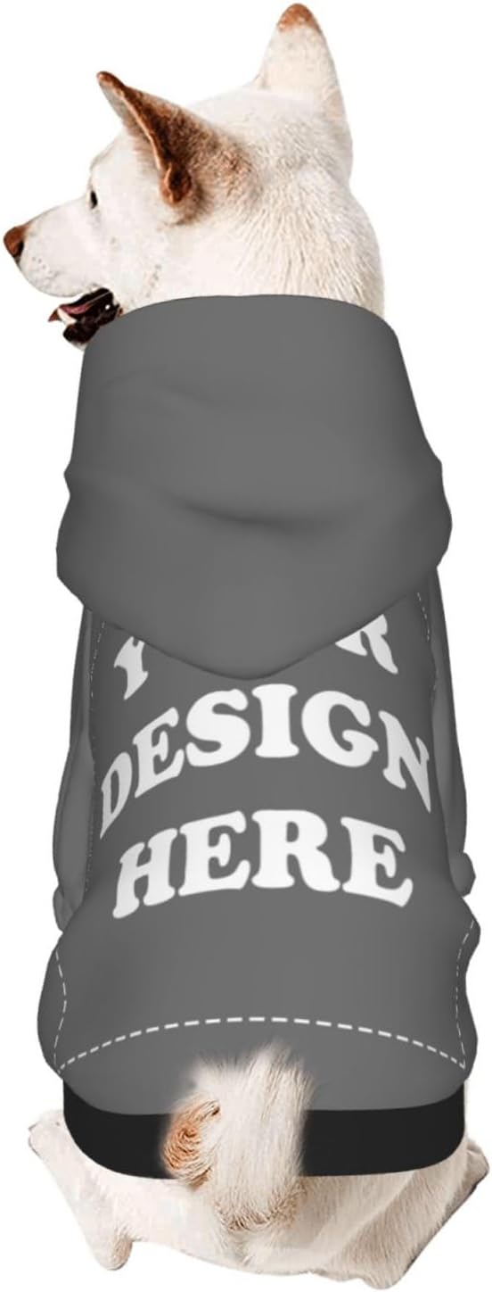 Personalized Dog Hoodie, Custom Dog Costumes for Small Dogs, Holiday Happy Dog Clothes Football Pet Shirt Sweater with Name Number for Girl/Boy Cats/Kitten, Darkgrey, S