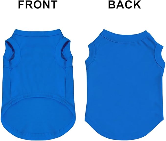 Custom Dog Shirt Pet T Shirts for Small Medium Large Dogs Customized Clothes with Image Logo Text Breathable Sleeveless Tank Top Personalized Outfits Puppy Apparel Blue, S