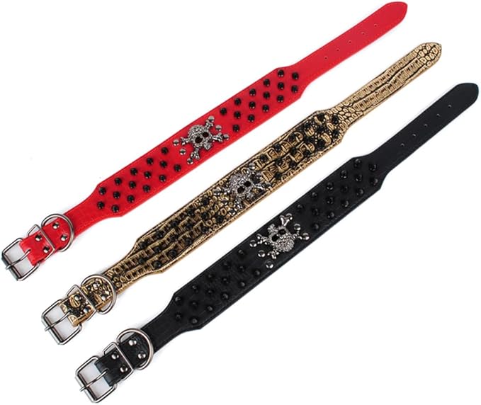 Serijoars Spiked Studded Dog Collar, PU Leather Dog Collar, Adjustable Pet Collars for Medium or Large Breed Pet (XL, Pink2)