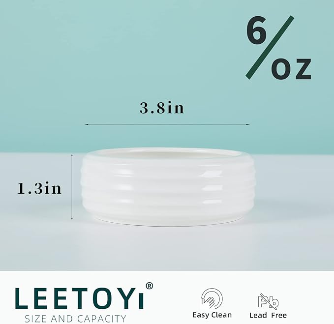 Reptile Food Bowls Ceramic Round Reptile Water Food Dish, Pet Food Bowl for Lizards, Small Snakes, Young Bearded Dragons, Gecko Tortoise Spider (White, Medium-1Pack)