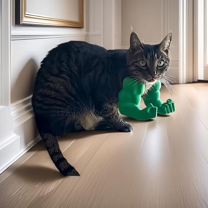 Funny Cat Muscle Arm, 3D Print Cat Neck Arm with Muscles, Funny Pet Prop Boom Arm, for Kitten Birthday Party Supplies(Orange)