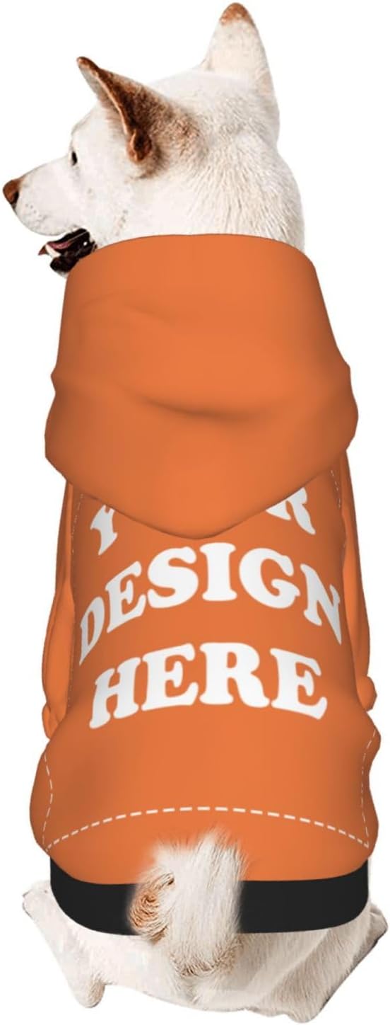 Dog Clothes, Custom Dog Hooded Sweatshirt, Personalized Pet Costume Robe Shirt with Text/Image/Club Name/Pet Shop Logo for Small Medium Large Dogs and Cats, Orange, XS