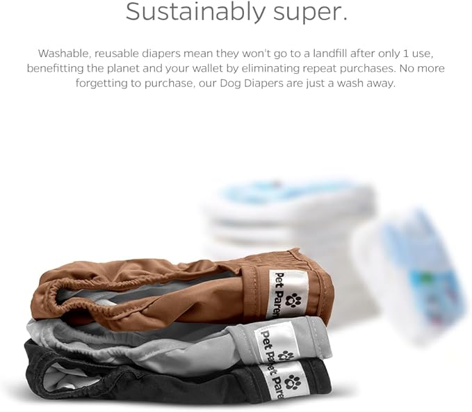 Pet Parents® Washable Dog Diapers (3pack) + Extendrs® of Durable Doggie Diapers, Premium Dog Diapers Female (X-Large, Natural)
