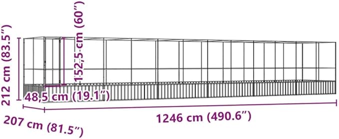 Large Bird Aviary with Extension, Outdoor Galvanized Steel Bird Cage, Galvanized Steel Outdoor Bird Aviary, Mesh Fence Bird House for Small Animals, 490.6"x81.5"x83.5"