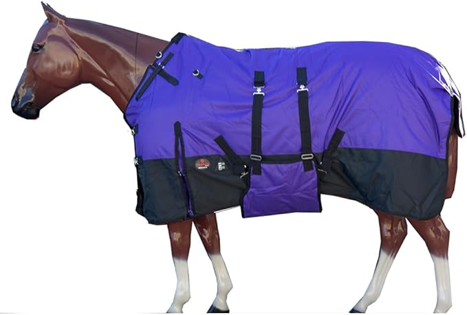 HILASON 1200D Winter Waterproof Poly Horse Turnout Blanket Belly Wrap Purple | 80 in