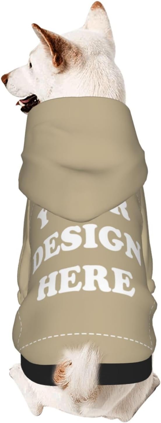 Dog Clothes, Custom Dog Hooded Sweatshirt, Personalized Pet Costume Robe Shirt with Text/Image/Club Name/Pet Shop Logo for Small Medium Large Dogs and Cats, Khaki, XL