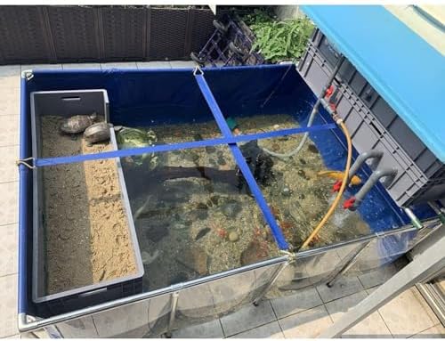 Flexible PVC Fish Breeding Water Tank with Steel Frame, Aquatic Pets Pool, Backyard Pond, Clear Viewing Window, Easy Assembly, 50x40x30cm - Ideal for Fish Lovers