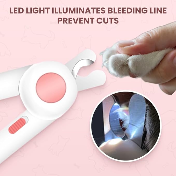 LED Pet Nail Clippers,Upgrade Cat Nail Clipper with Light,Cat Claw Trimmer Nail Clippers for Dogs,Trim Your Pets Nails Easy and Pain-Free Grooming Tool for Small Animals (Blue 2PCS)