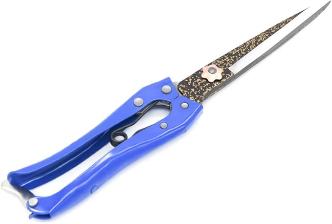 Grass Sheep Shear - Coated Wear-Resistant Handle, Manganese Steel Double-Edged, Strong Spring Suitable For Manual Shearing of Cow, Sheep, and Horse Hair (Blue 10.2 inches)