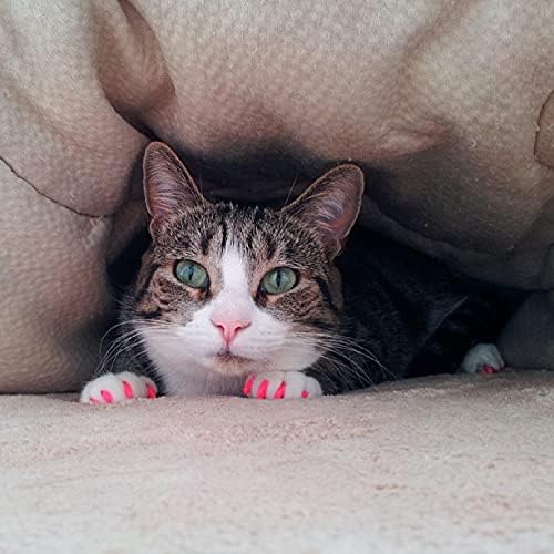40 Pack Soft Nail Caps for Cat Claws Pink Glitter Small