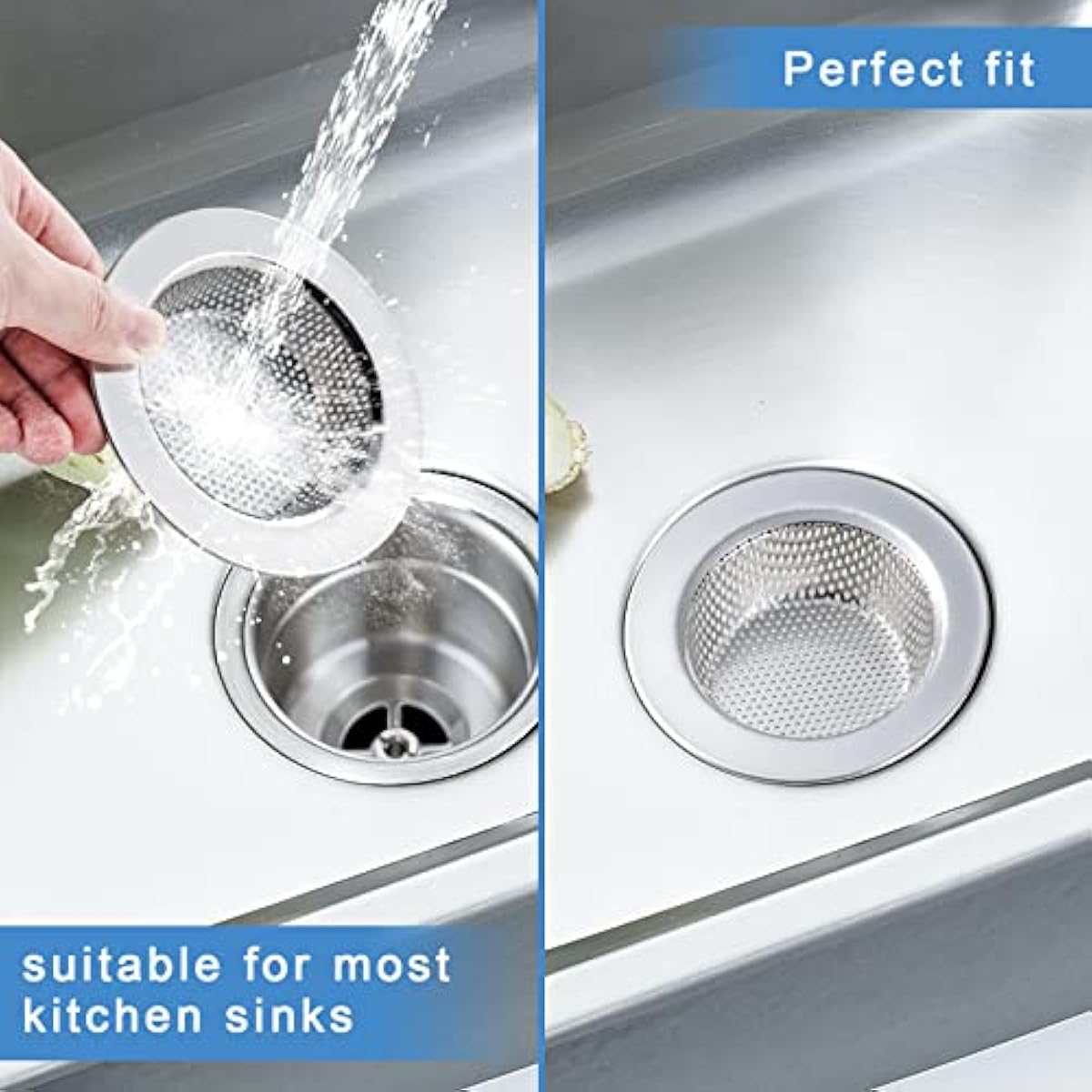 2 Pcs Sink Strainer for Most Kitchen Sink Drain Basket, Upgraded Double-Layer Safe Design Kitchen Sink Strainer (Outer Diameter 4.5 Inch)
