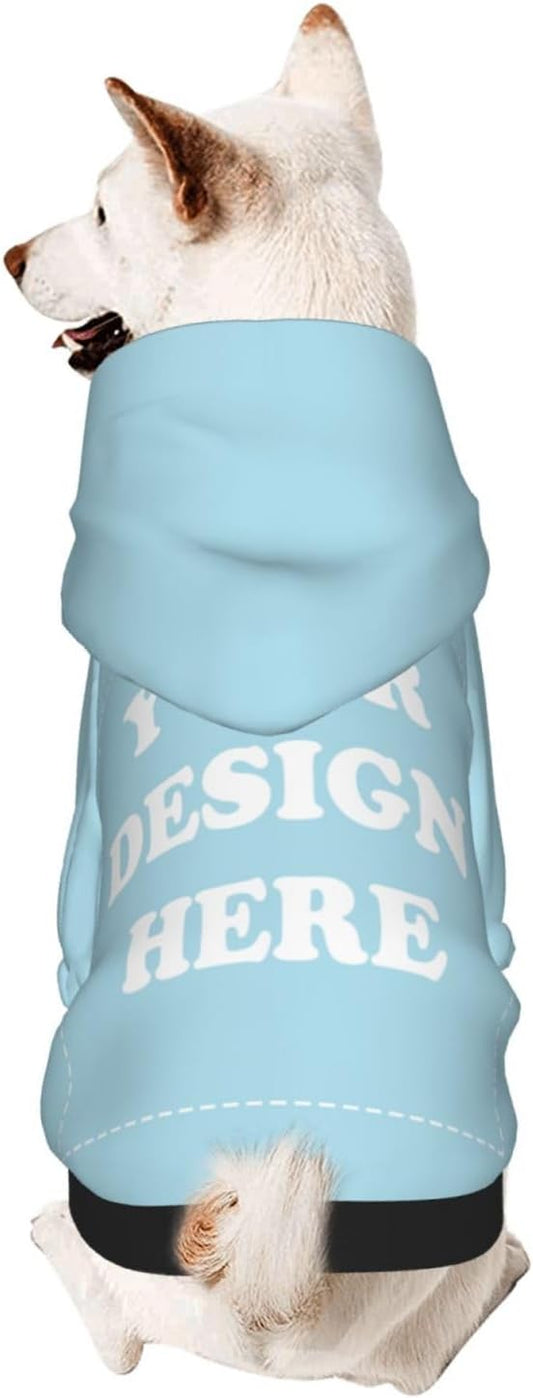 Personalized Dog Hoodie, Custom Dog Costumes for Small Dogs, Holiday Happy Dog Clothes Football Pet Shirt Sweater with Name Number for Girl/Boy Cats/Kitten, LightBlue, XXS