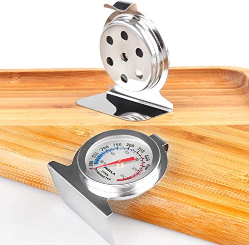 Stainless Steel Oven Thermometer 50-300°C/100-600°F, Analog Instant Read, Battery-Free Kitchen Cooking Thermometer, Hook & Stand Design Food Thermometer for Oven, Grill, Smoker, Fryer