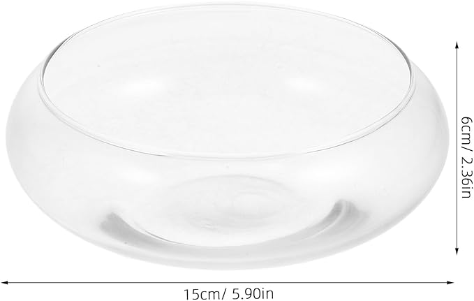 GANAZONO Clear Fish Bowl Vase Bubble Bowl Round Shallow Planter Glass Hydroponic Planter Floral Container for Table Centerpiece Wedding Event 15cm