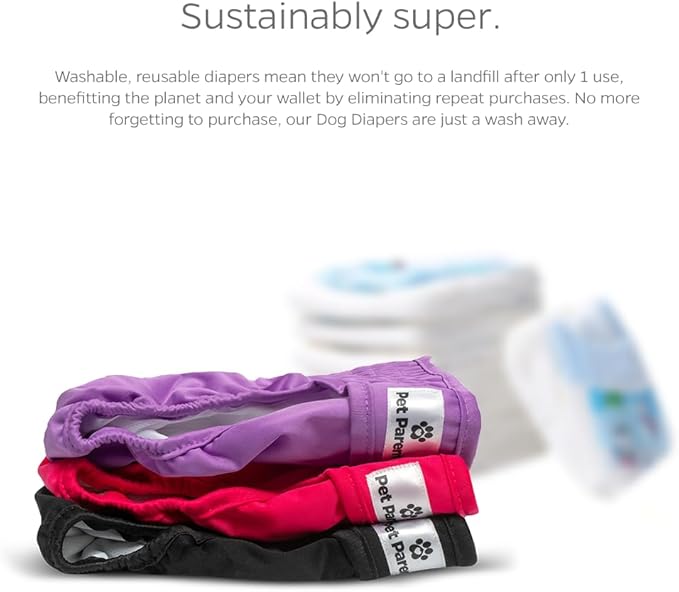 Pet Parents® Washable Dog Diapers (3pack) + Extendrs® of Durable Doggie Diapers, Premium Dog Diapers Female (Small, Princess)