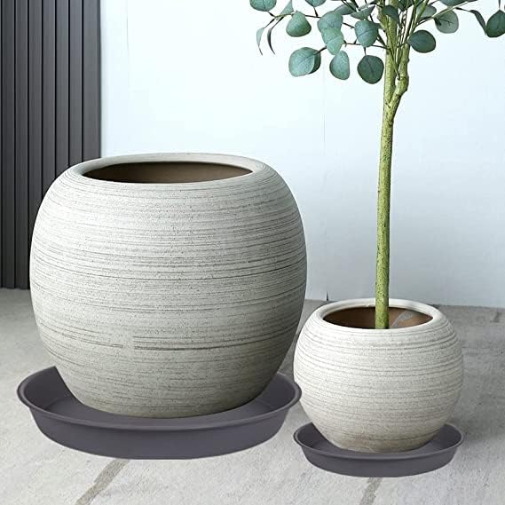 6 Pack of 10 inch Plant Saucer Gray, Heavy Duty Plastic Plant Saucer 10 inch Round, Durable Plant Tray for Pots, Plant Saucers for Indoors, Plant Trays for Planter 9"/10" (10", Cement Gray)