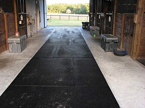 American Heavy Duty Stall Tiles - Stable/Horse Tiles - Thick, Durable Rubber Flooring - Solid Black 14' x 20' Set 1/2" Thick (70 Tiles Total)