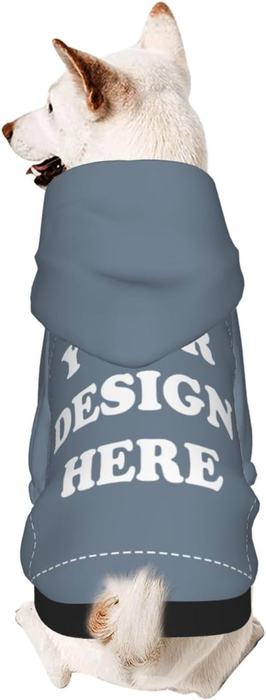 Personalized Chihuahua Dog Hoodie, Custom Pet Warm Sweatshirt Costume with Name Number Photo, Customize ID Clothes for Pupppy Kitten Dogs Cats, SlateGray, XL
