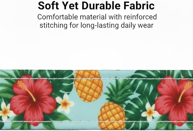 Summer Dog Collar with Tropical Pattern, Cute Dog Collar for Girl Boy Dogs, Pet Collar with Unique Print and Soft Fabric, Suitable for Medium Dogs