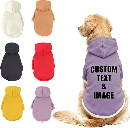 Custom Dog Hoodie, Personalized Sweatshirt with Photo Text Name Logo, Customized Hooded Sweater for Small Medium Large Dogs & Cats (Purple, X-Small)