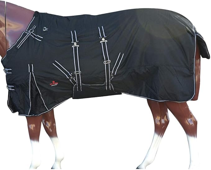 Black 75 in HILASON 1200D Winter Waterproof Poly Horse Turnout Blanket Belly Wrap
