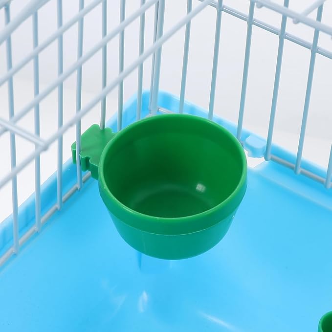 Small Bird Travel Cage:Portable Small Bird cage with Parrot Feeder Cups & Standing Perch for Parakeets Lovebirds Parrotlets