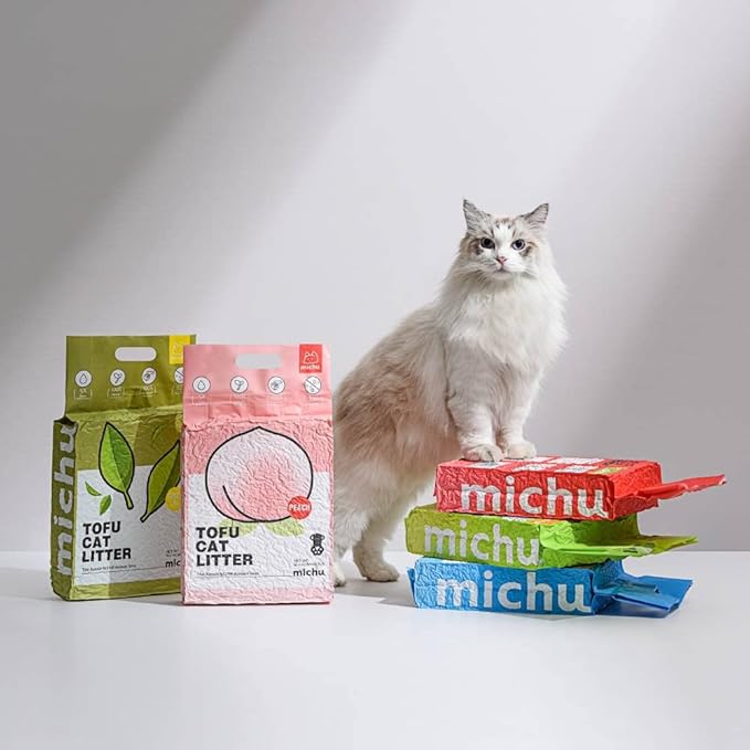 Tofu Cat Litter Natural Clumping Tofu Cat Litter, Fast Clumping and Easily Scoop-able 5.5lb/88oz 5 Scents - Original + Watermelon, 2 Pack