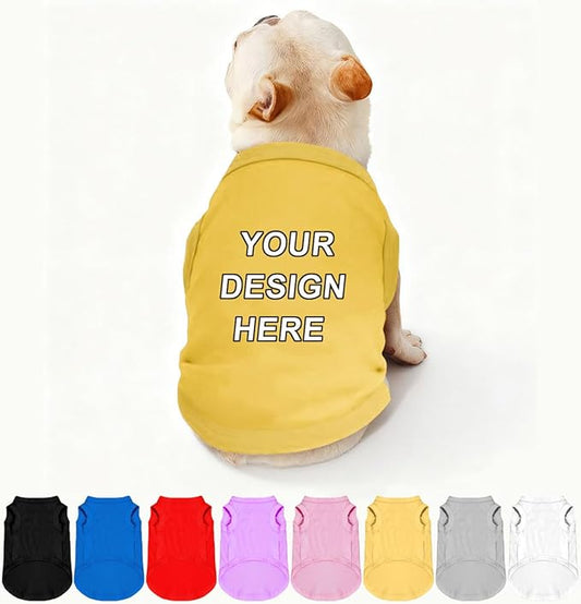 Custom Dog Shirt Pet Clothes Breathable Shirts for Small to Large Dogs Customized Name Logo Photo Puppy Outfits Personalized Sleeveless Vest Pets Apparel Yellow, L