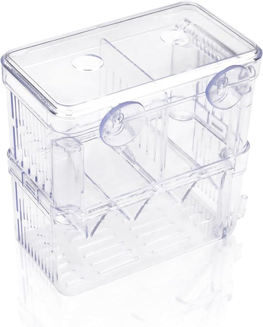 Floating Fish Breeder Box for Aquarium Divider, Transparent Fish Isolation Breeding Box with Suction Cups, Shrimp Tank Hatchery Fry Incubator for Clownfish Betta Guppy Acclimation